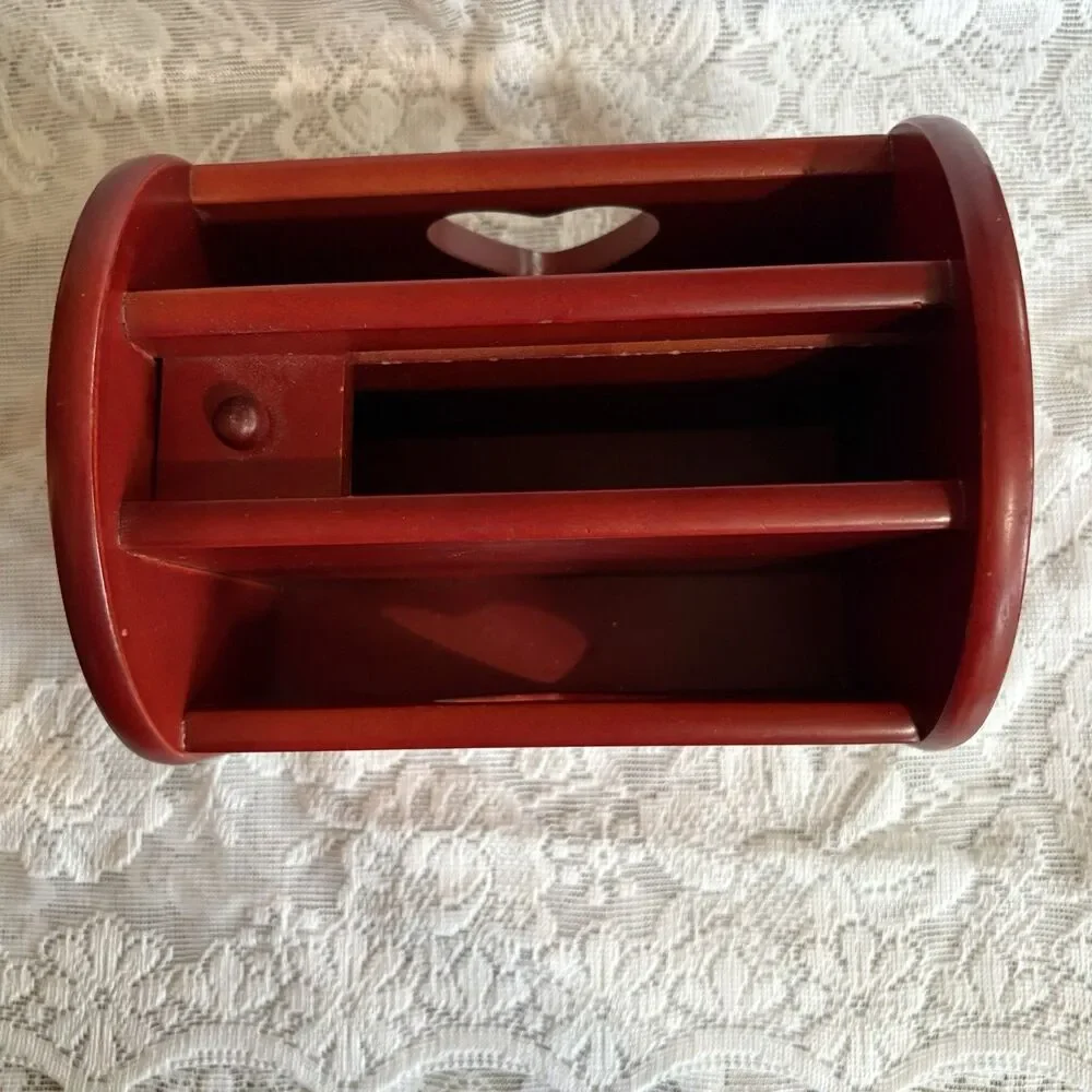 Vintage‎ Wooden Heart Cut-Out Napkin, Mail Holder 7” Lazy Susan Cottagecore